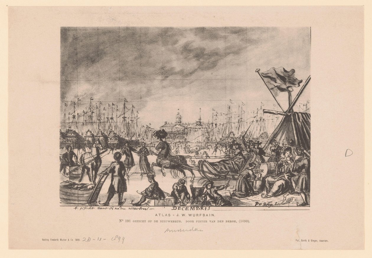 Reprodukce kresby pohledu na Nieuwe Brug od Pietera van den Berge od Emrik and Binger