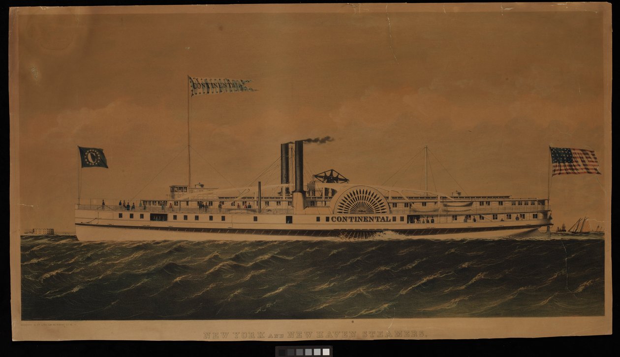 New York And New Haven Steamers Continental (litografie, kolorovaná) od Endicott Endicott