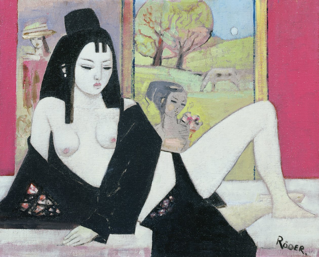 Černé kimono, 2008 (olej na palubě) od Endre Roder