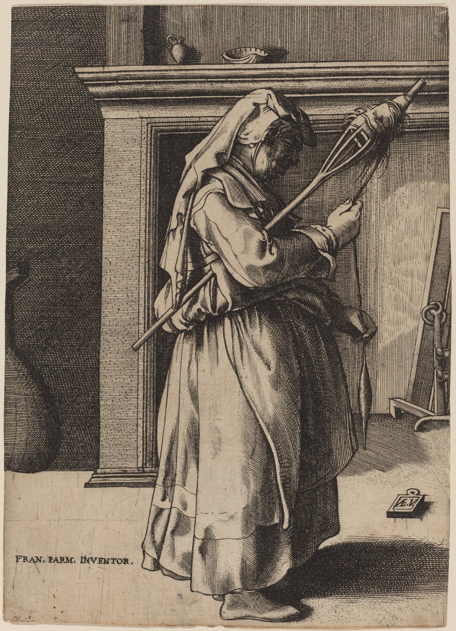Stará žena s distancí od Enea Vico after Parmigianino
