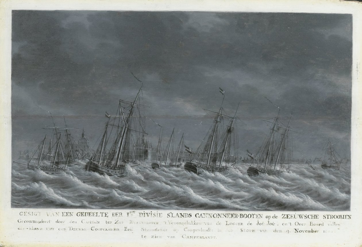 Batavská flotila u Veere, 1800 od Engel Hoogerheyden
