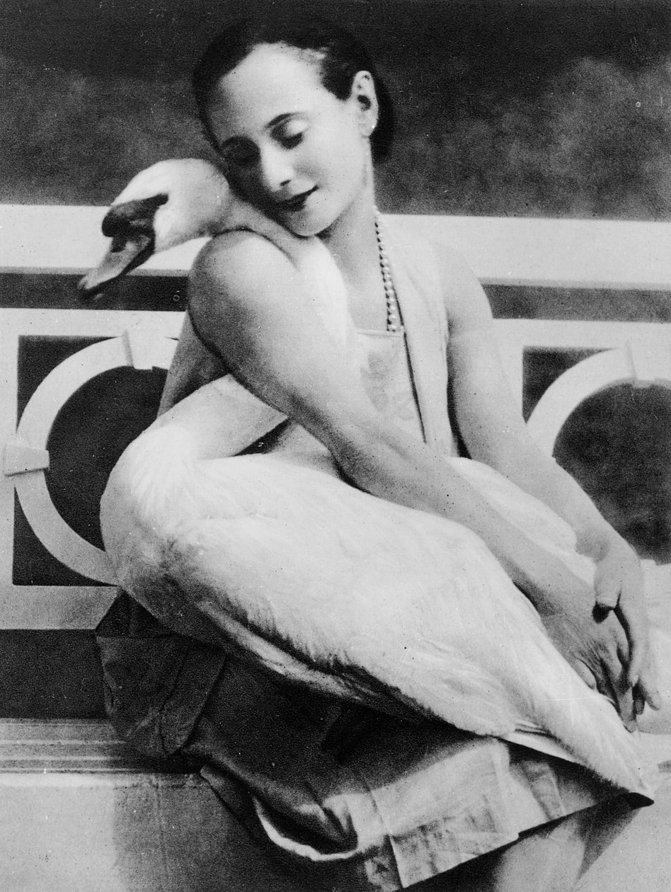 Anna Pavlova se svým mazlíčkem labutím Jackem, kolem roku 1905 od English Photographer