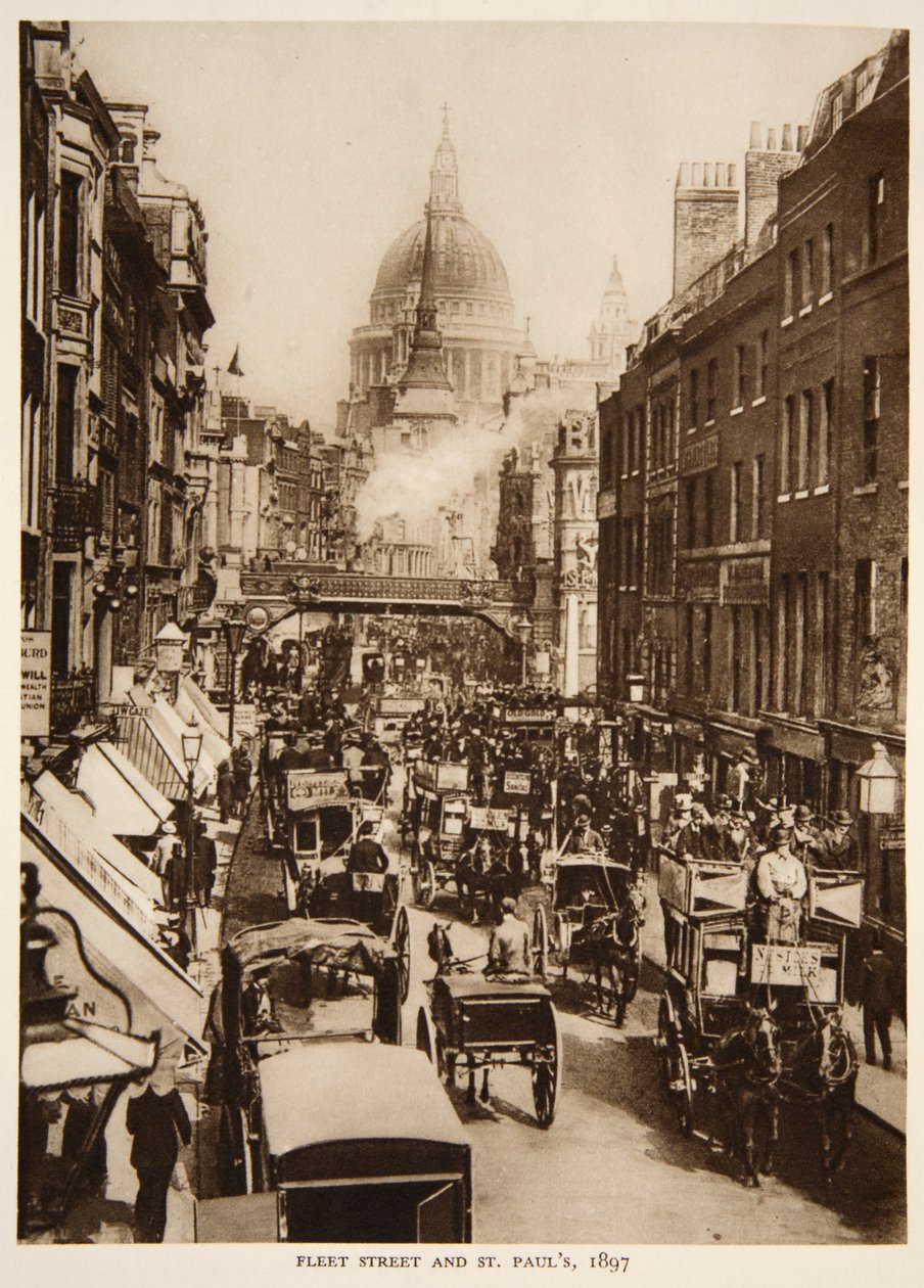 Fleet Street a St. Pauls, 1897, fotografie z The Times (sépiová fotografie) od English Photographer