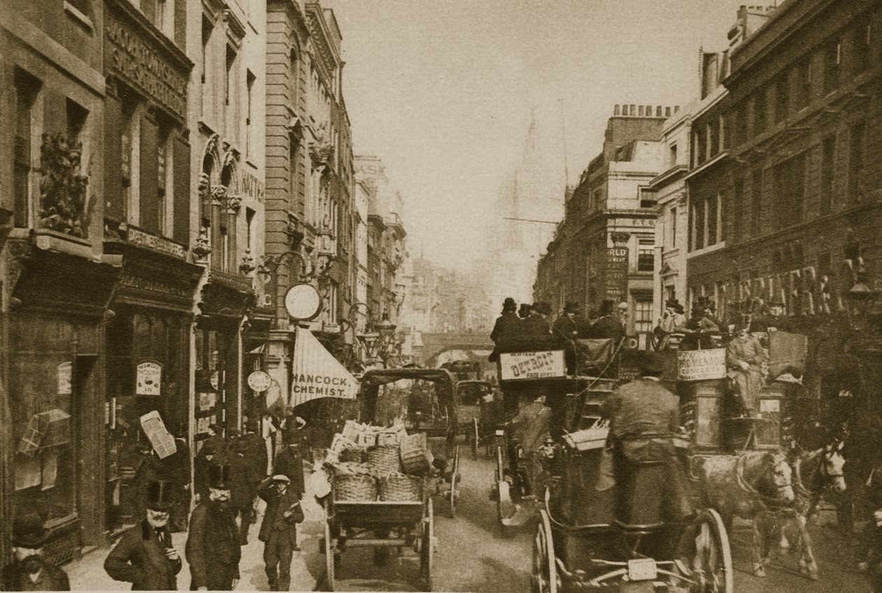 Fleet Street v roce 1880 (sépiová fotografie) od English Photographer