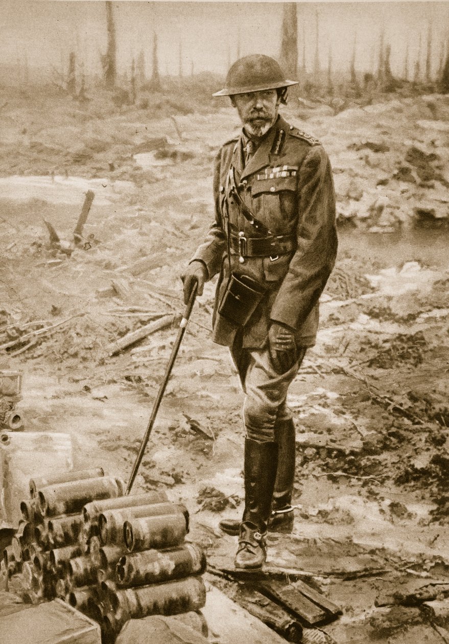 Král Jiří V. ve Flandrech, 1914-19 od English Photographer