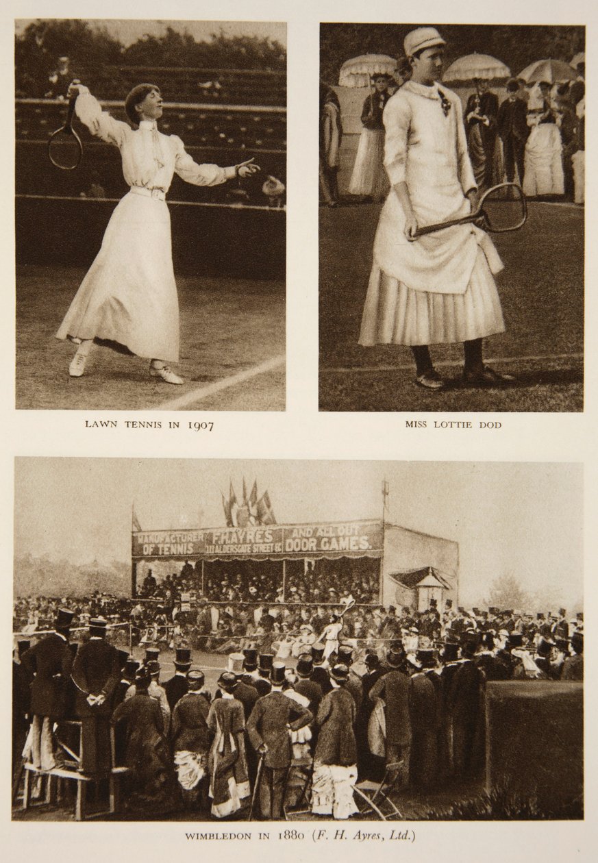 Lawn Tennis 1907, slečna Lottie Dod a Wimbledon v roce 1880, z The Times (hlubotisk) (viz také 206604) od English Photographer