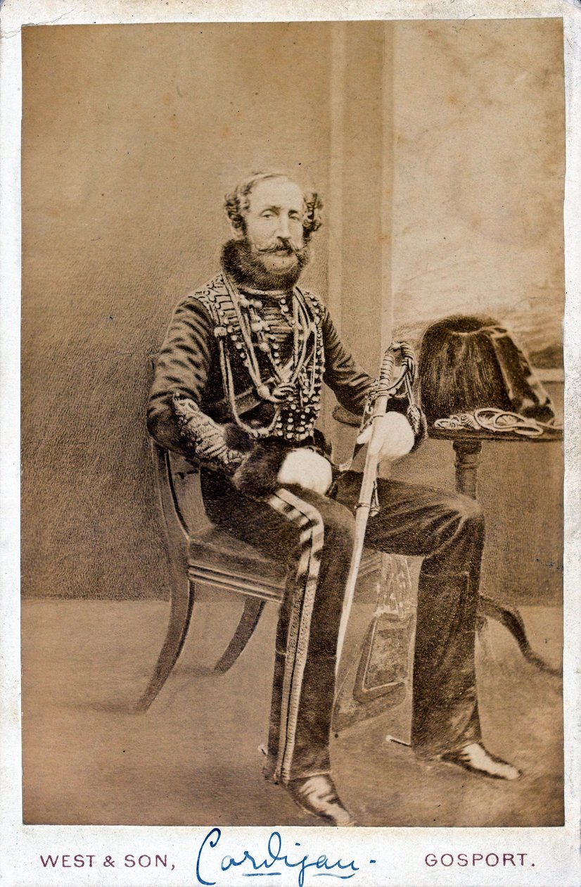 Lord Cardigan (1797-1868) v uniformě plukovníka 11. husarského pluku (Prince Alberts Own), 1855 od English Photographer