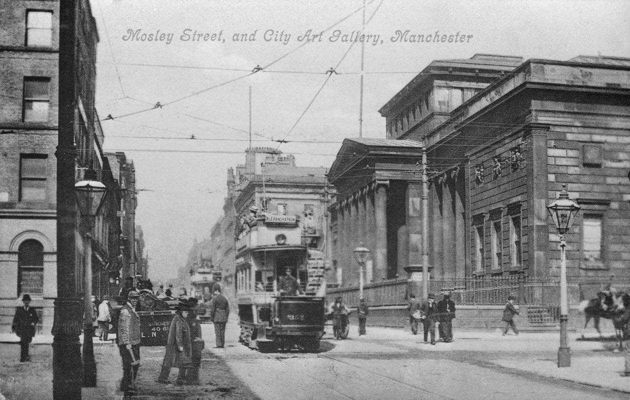 Mosley Street a City Art Gallery, Manchester, kolem roku 1910 od English Photographer