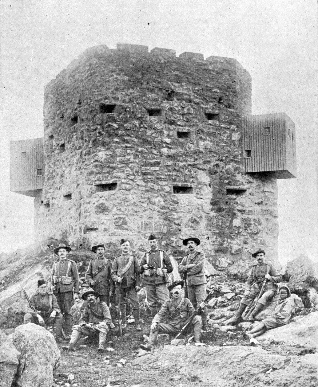 Jedna z nových srubových pevností, která se nyní staví v koloniích Transvaal a Orange River v Jižní Africe, ilustrace z The King, 25. května 1901 od English Photographer