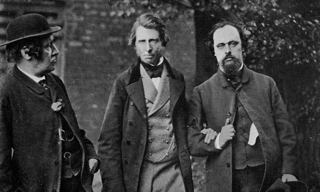 Portrét Williama Bella Scotta, Johna Ruskina a Dante Gabriela Rossettiho, 1864 od English Photographer