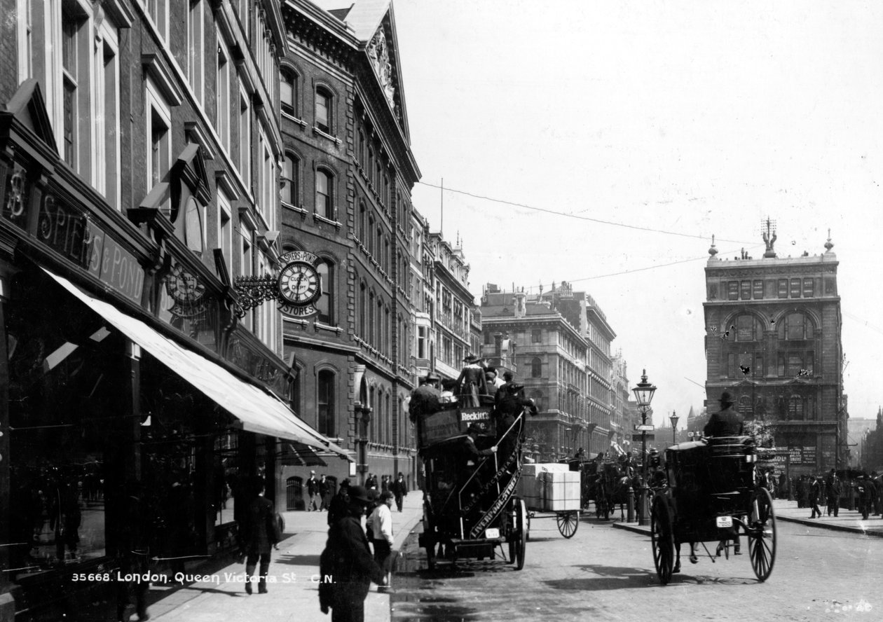Queen Victoria Street, Londýn, kolem roku 1891 od English Photographer