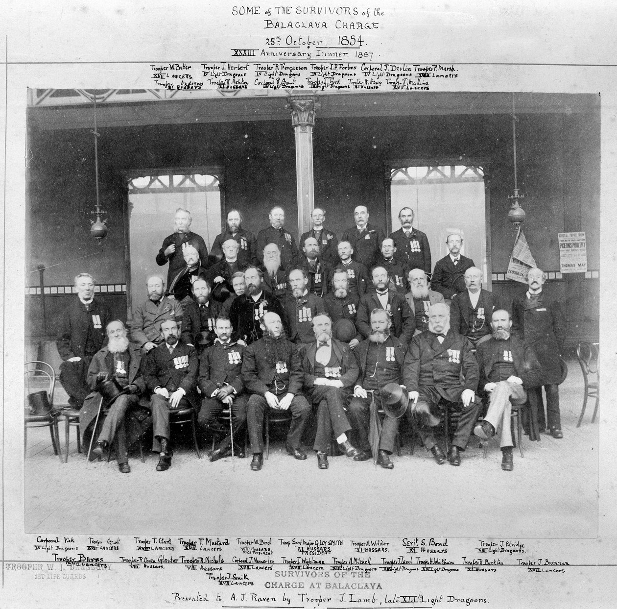 Ti, kteří přežili útok kavalérie na Balaklavě 25. října 1854, 1887 od English Photographer