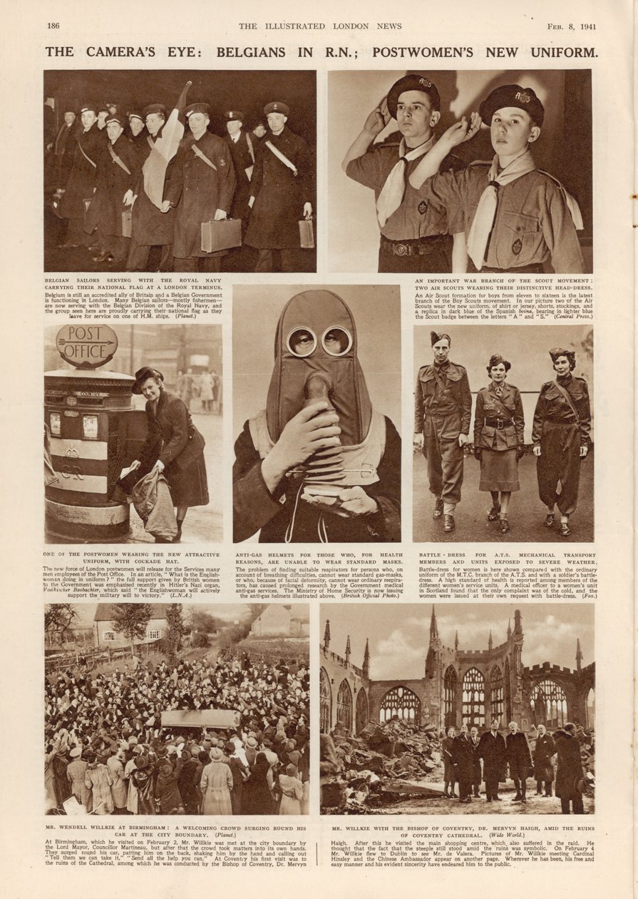 The Cameras Eye: Belgičané v R.N.; Postwomens New Uniform, z The Illustrated London News, 8. února 1941 od English Photographer