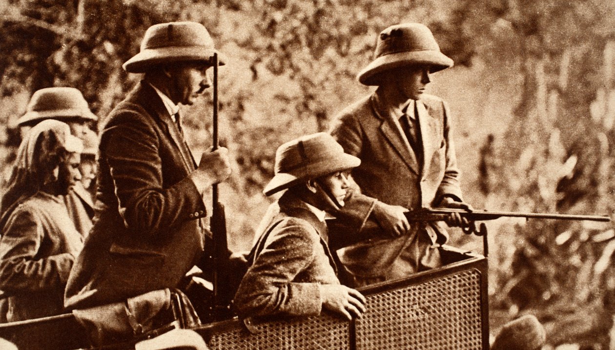 Střelba tygra indického turné krále Edwarda VIII. v Nepálu, 1921 od English Photographer