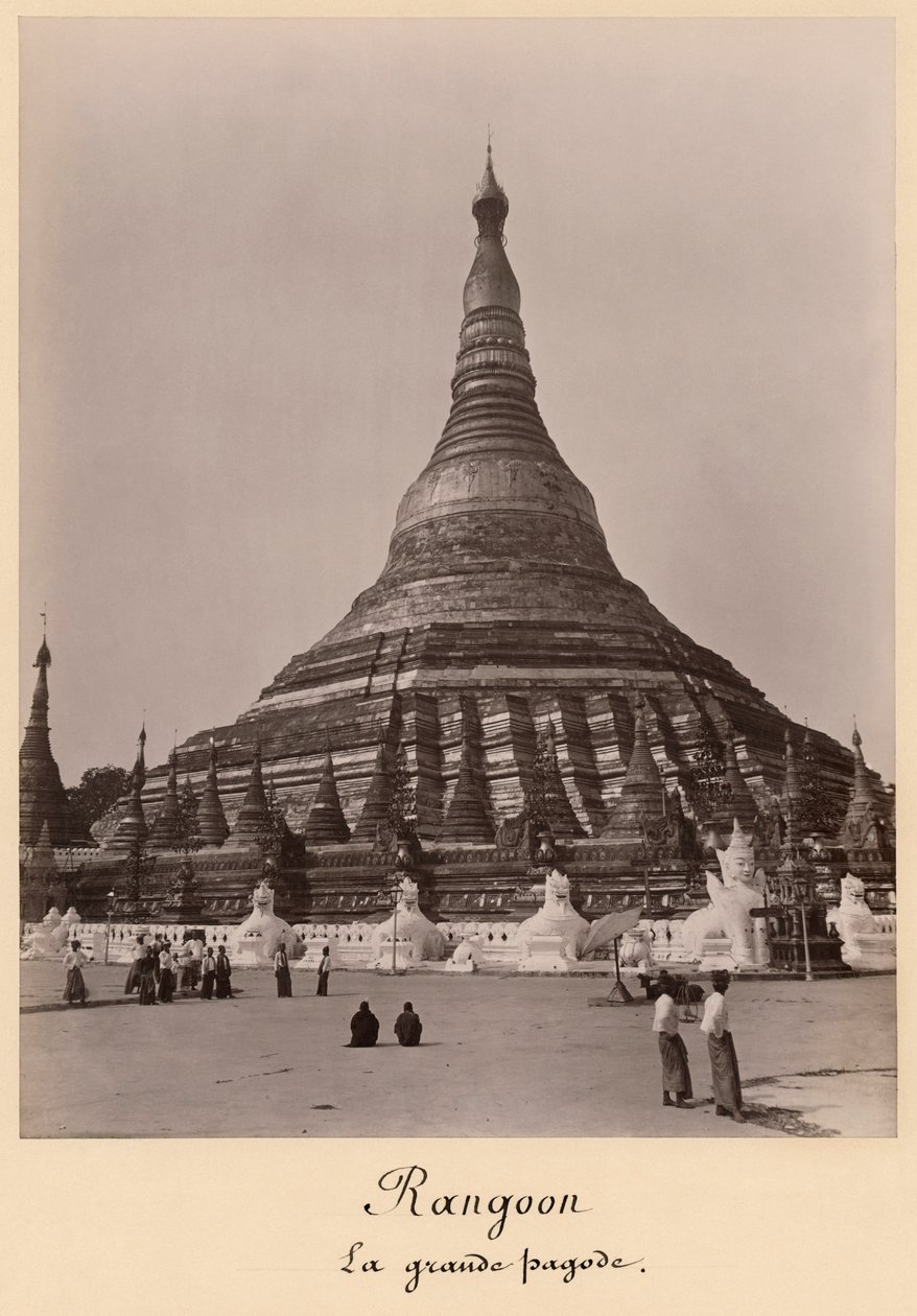 Shwedagonská pagoda v Rangúnu, Barma, kolem roku 1860 (tisk alba) od English Photographer