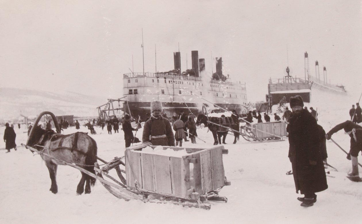 Ledoborný vlakový trajektový parník SS Baikal, jezero Bajkal od English Photographer