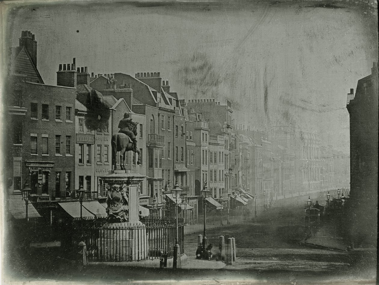 Whitehall a socha krále Karla I. (1600-49), Londýn, asi 1852 od English Photographer