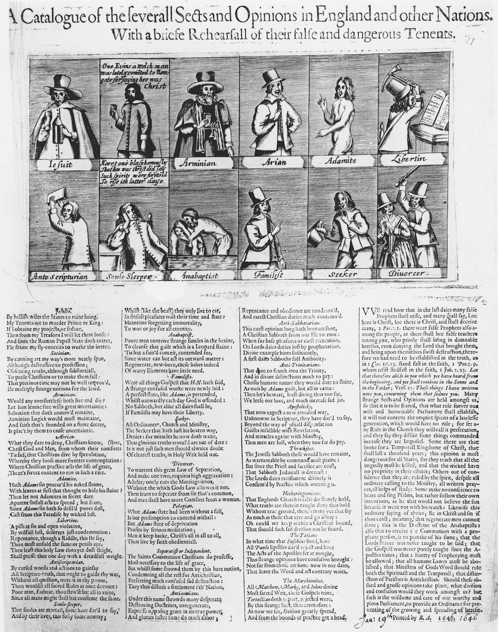 Katalog několika sekt a názorů v Anglii a jiných zemích, 1646 od English School