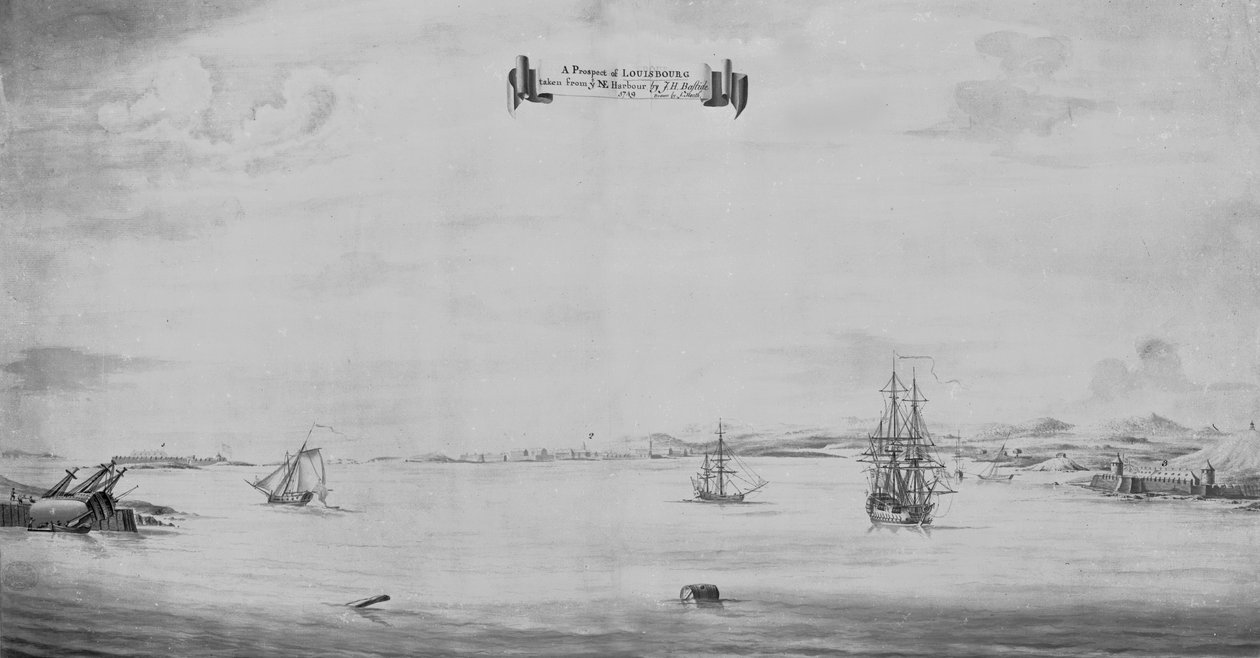 A Prospect of Louisbourg převzatý z ye NE Harbour, 1749 od English School