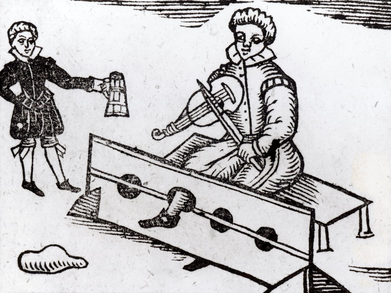 Únosce peněženky v zásobách, ilustrace z alžbětinské balady od English School
