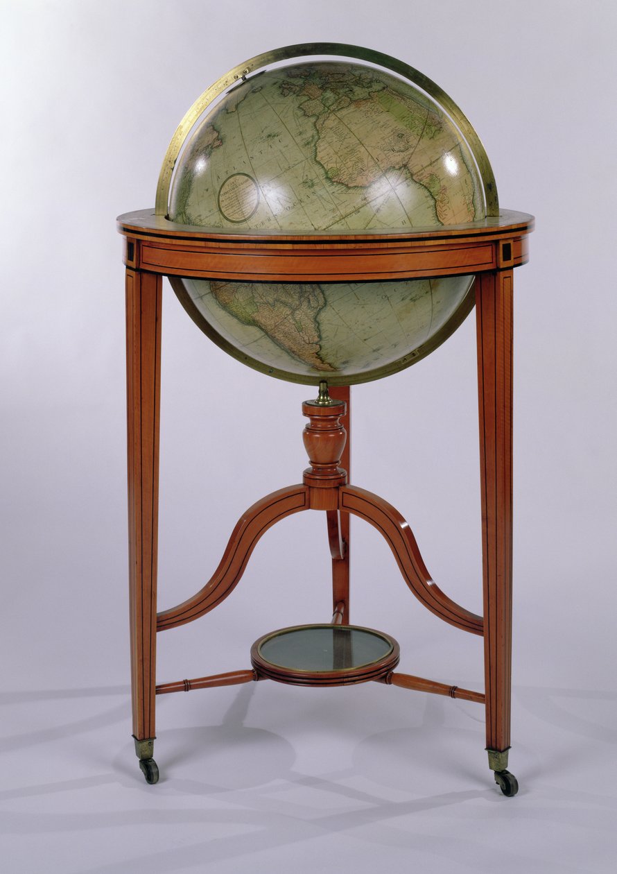 A Regency Terrestrial Library Globe na mahagonovém stánku, 1806 od English School
