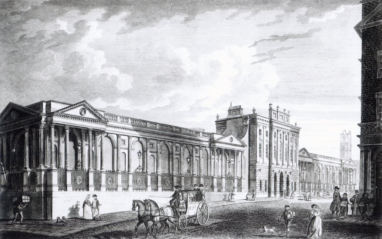 Pohled na Bank of England, Threadneedle Street, Londýn, 1797 od English School