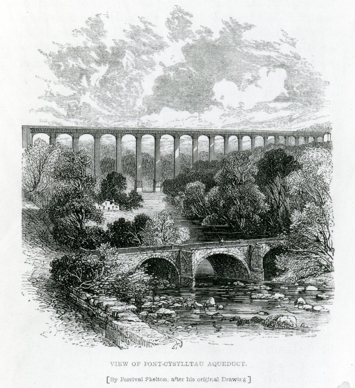 Pohled na akvadukt Pont-Cysylltau, 1861 od English School