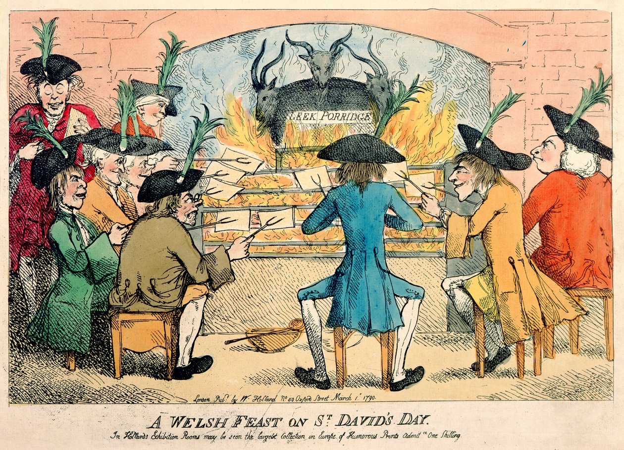 Velšský svátek na den svatého Davida, 1790 (barevný lept) od English School