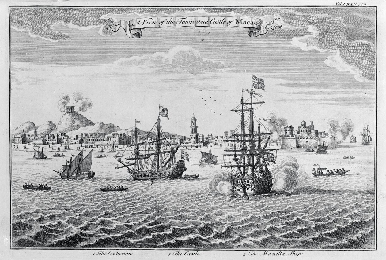 Pohled na město a hrad Macao, asi 1708 od English School