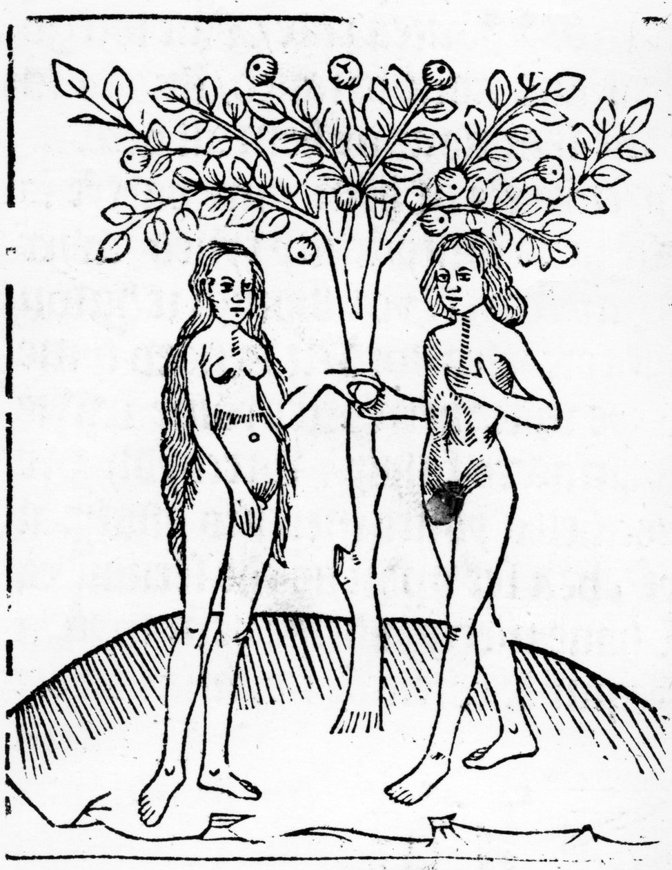 Adam a Eva, ilustrace ze ‚Speculum Vitae Christi‘, 1491 od English School