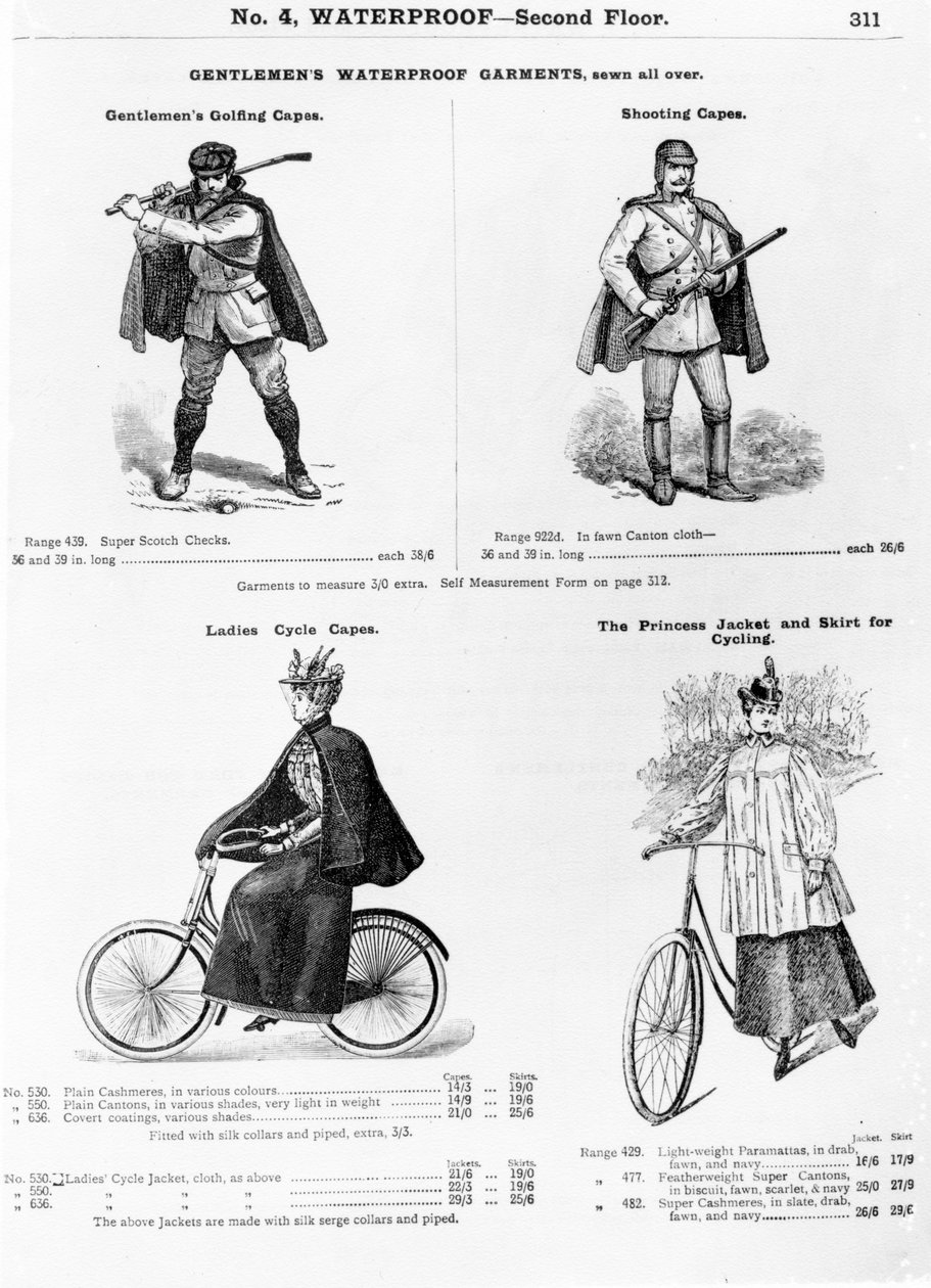 Reklama na outdoorové oblečení, cca 1880-1900 od English School