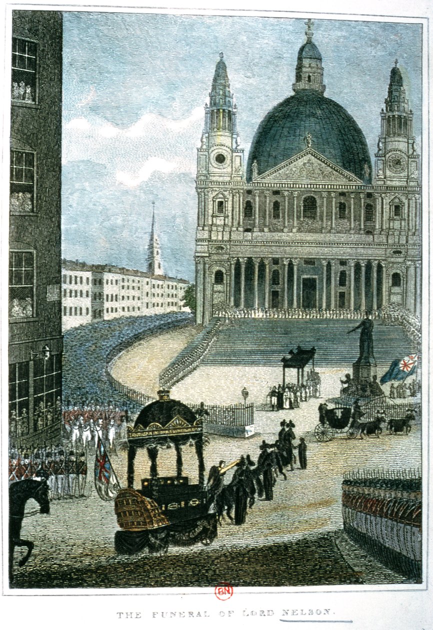 Přesné znázornění velkého pohřebního vozu, který 9. ledna 1806 převážel tělo lorda Nelsona z admirality do katedrály sv. Pavla od English School
