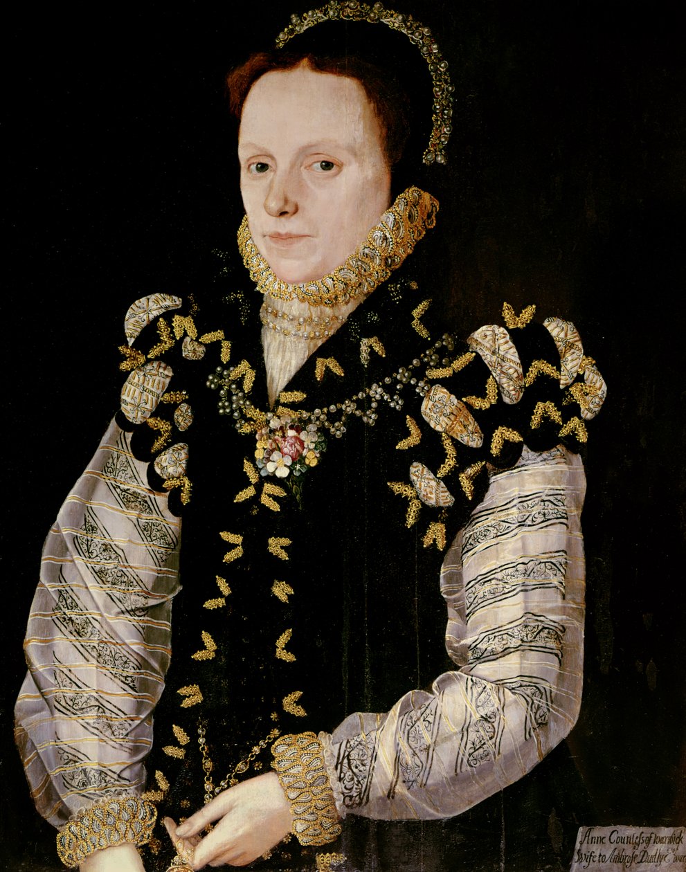 Anna Russellová, hraběnka z Warwicku (1548-1604), asi 1565 (deska) od English School