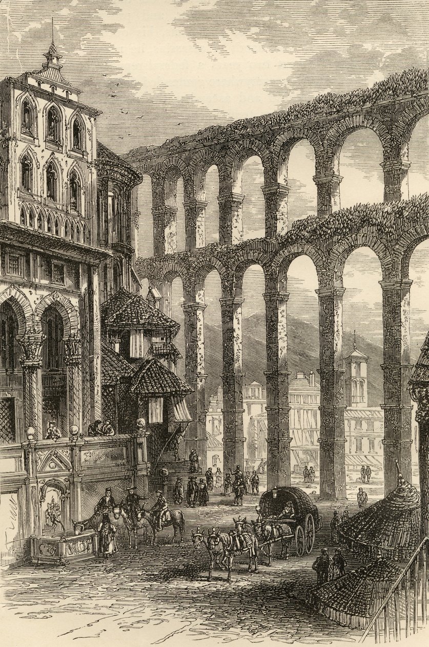 Akvadukt v Segovii, Španělsko, ilustrace z 