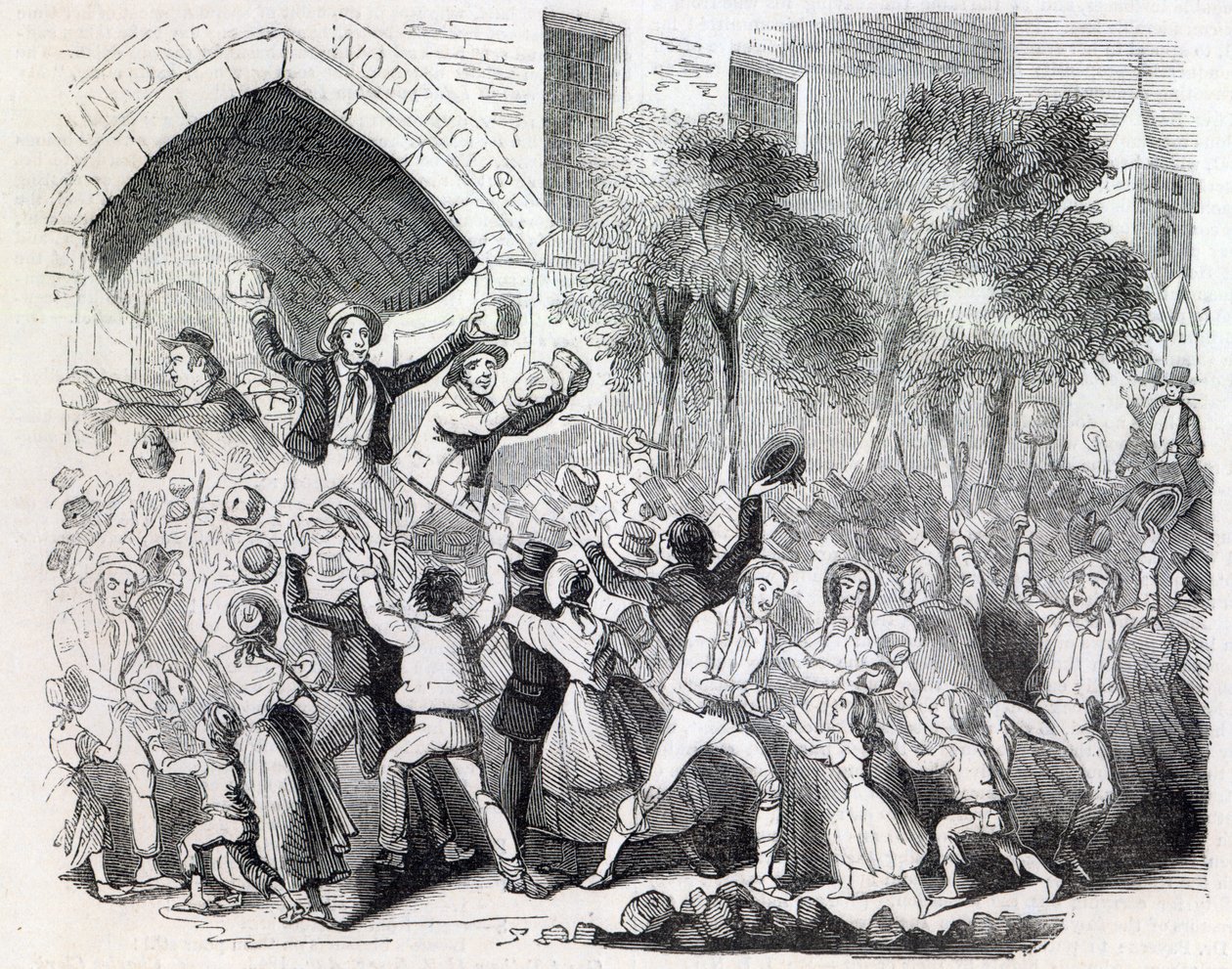 Útok na Workhouse ve Stockportu v roce 1842 od English School