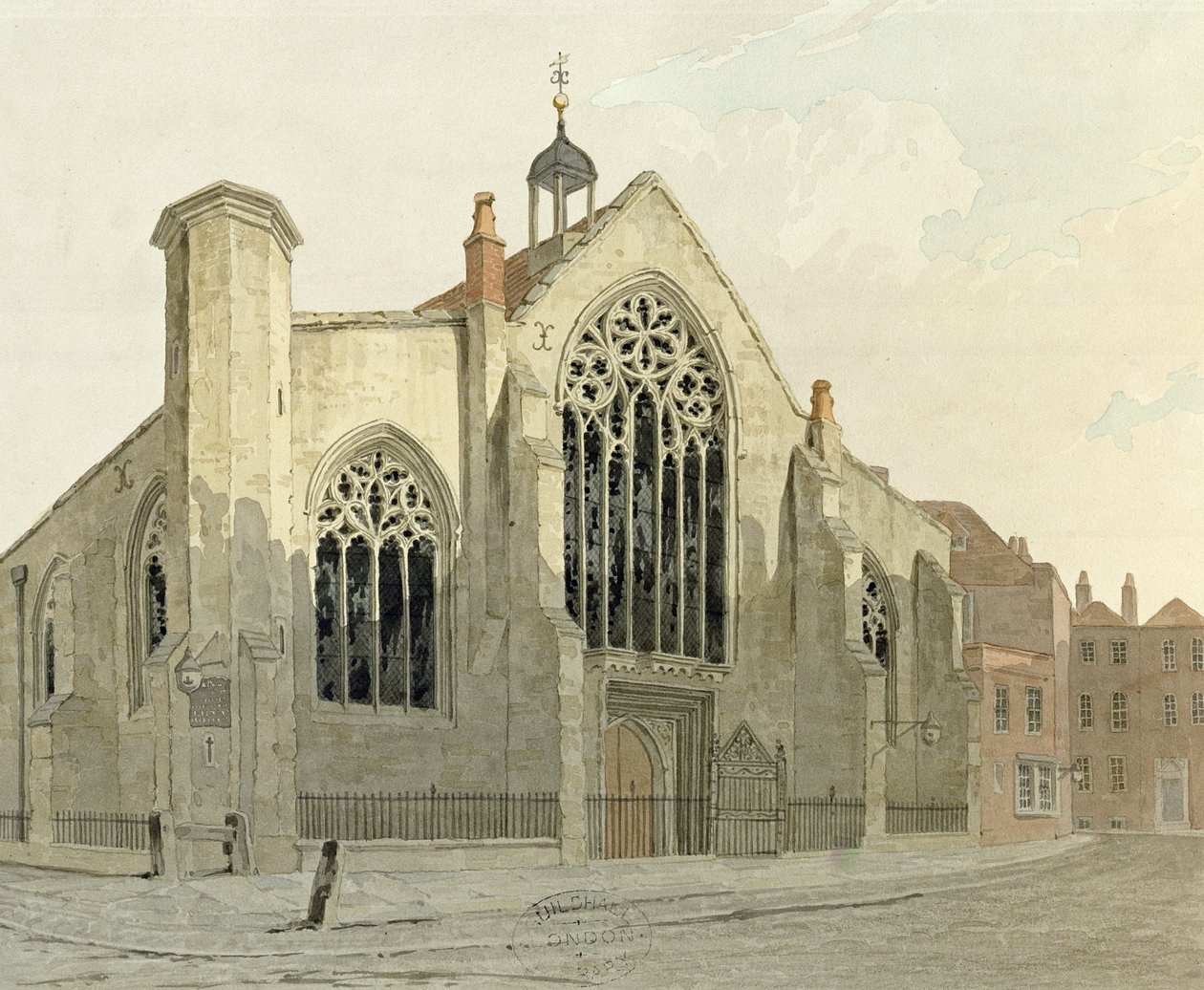 Kostel Austin Friars, Broad Street, ze severozápadu, cca 1780 (wc na papíře) od English School