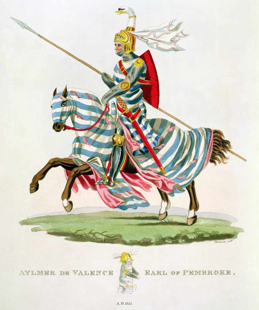 Aylmer de Valence, hrabě z Pembroke (1265-1324), 1315, vyryl W. Maddocks, z 