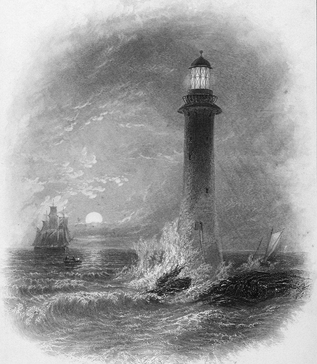 Bell Rock Lighthouse z „Cyklopedie užitečného umění a výroby“, editoval Charles Tomlinson, kolem 80. let 19. století od English School