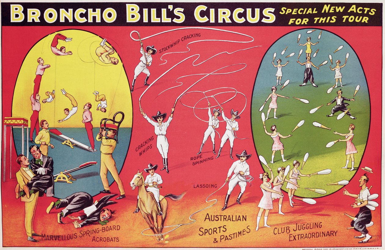 Cirkus Broncho Billa, Birmingham kolem roku 1890-1910 od English School