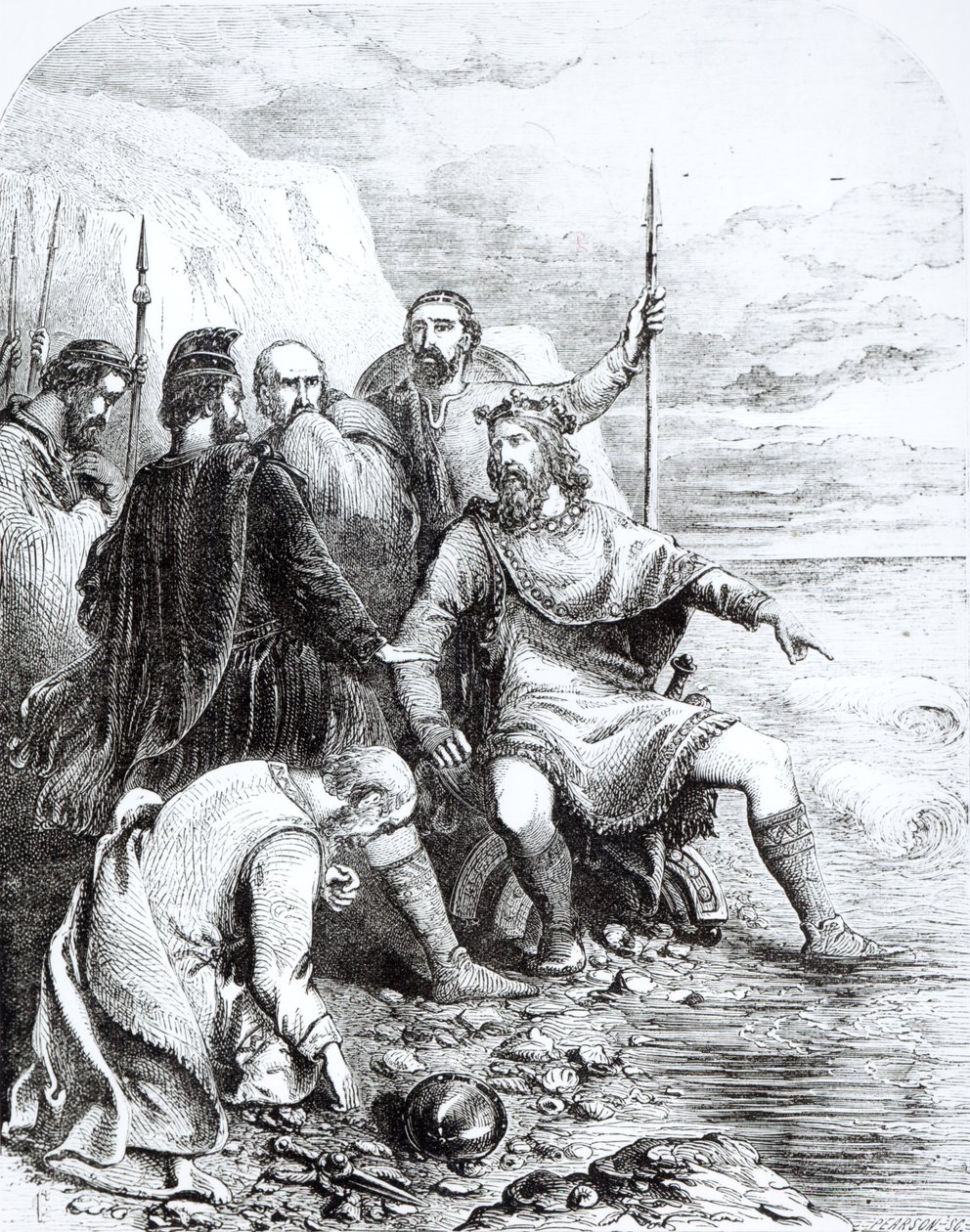 Canute Reproving the Flattery of his Courtiers, vyryl Pearson od English School