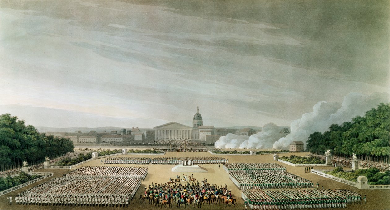 Ceremoniál Te Deum spojeneckými armádami na náměstí Ludvíka XV., Paříž, 10. dubna 1814 od English School
