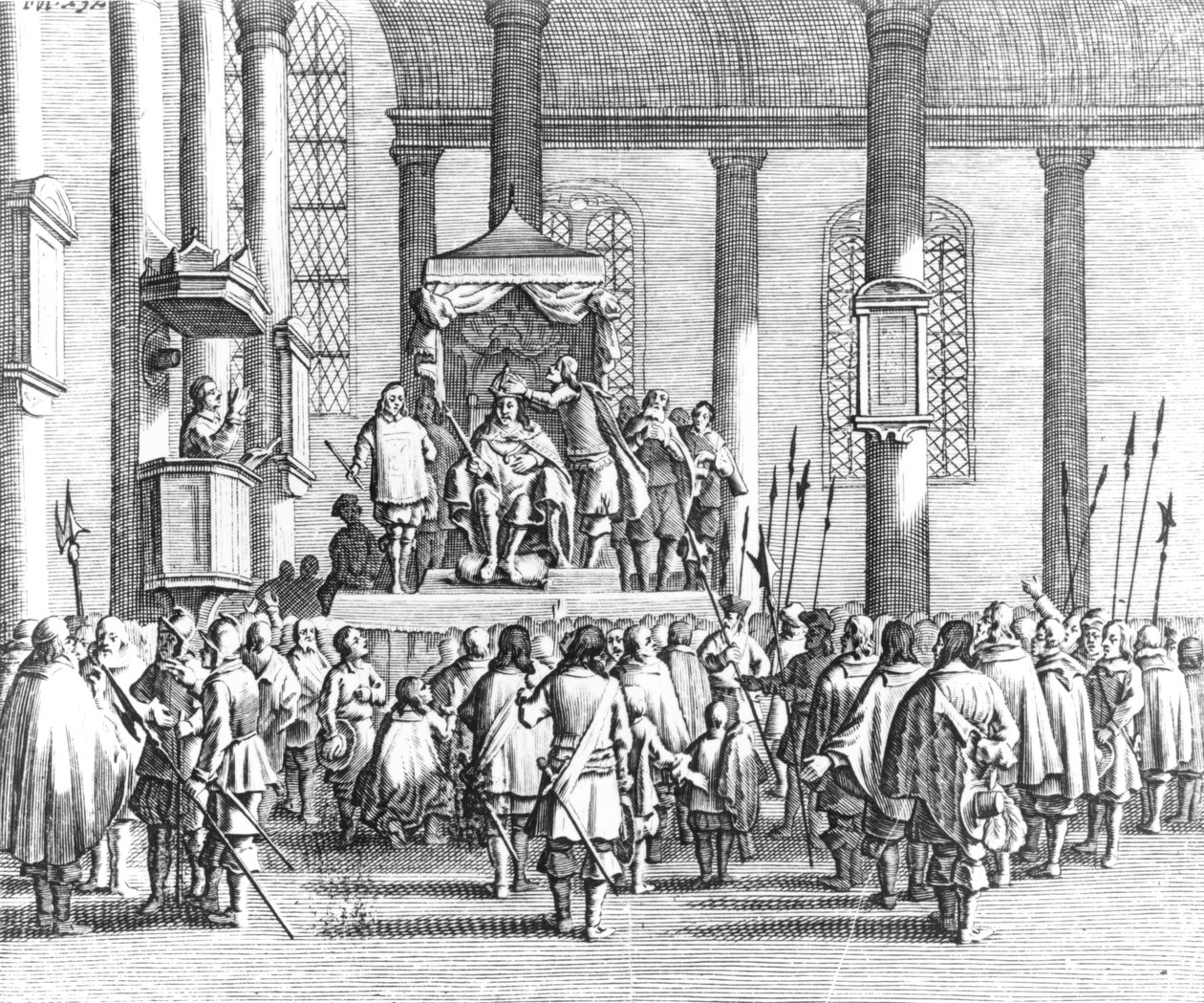 Karel II. (1630-85) korunován v Scone, 1651 od English School