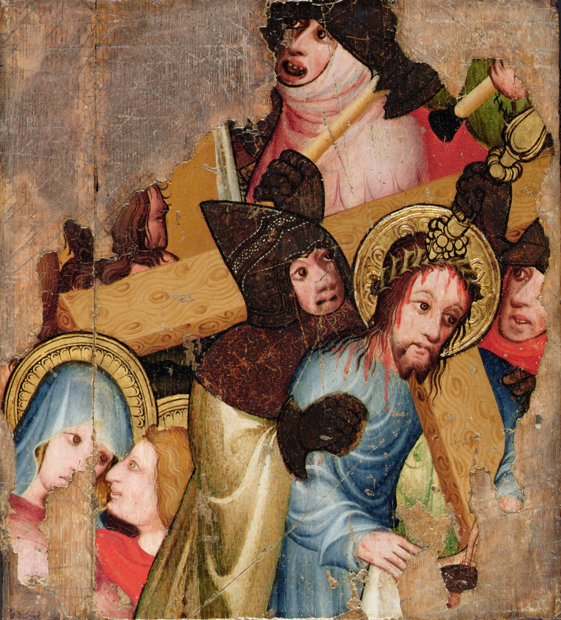 Kristus nesoucí kříž, cca 1400-25 (olej a zlato na panelu) od English School