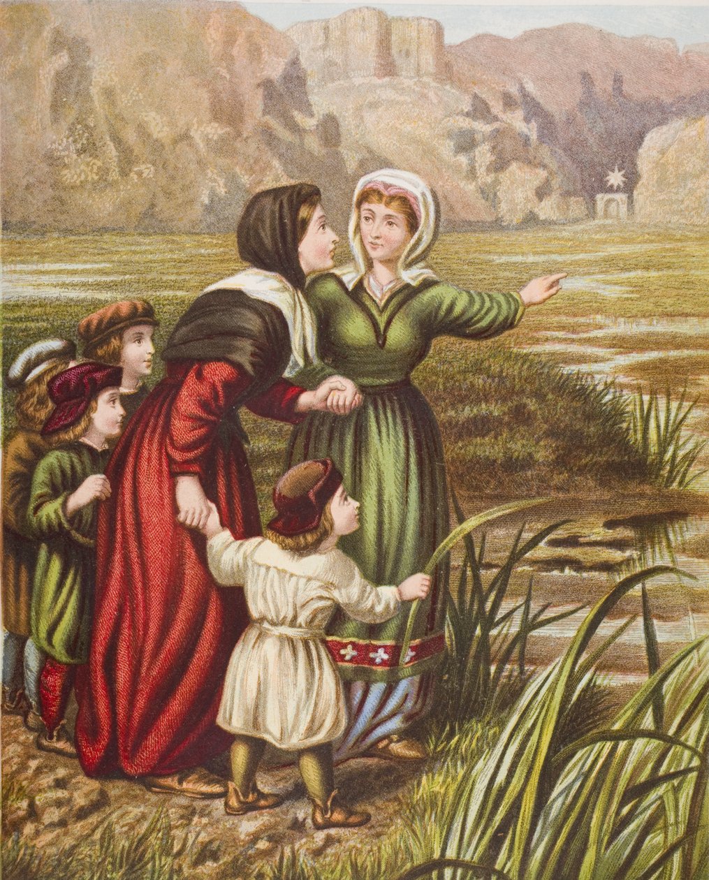 Christiana and Mercy at the Slough of Despond, ilustrace z „The Pilgrim
