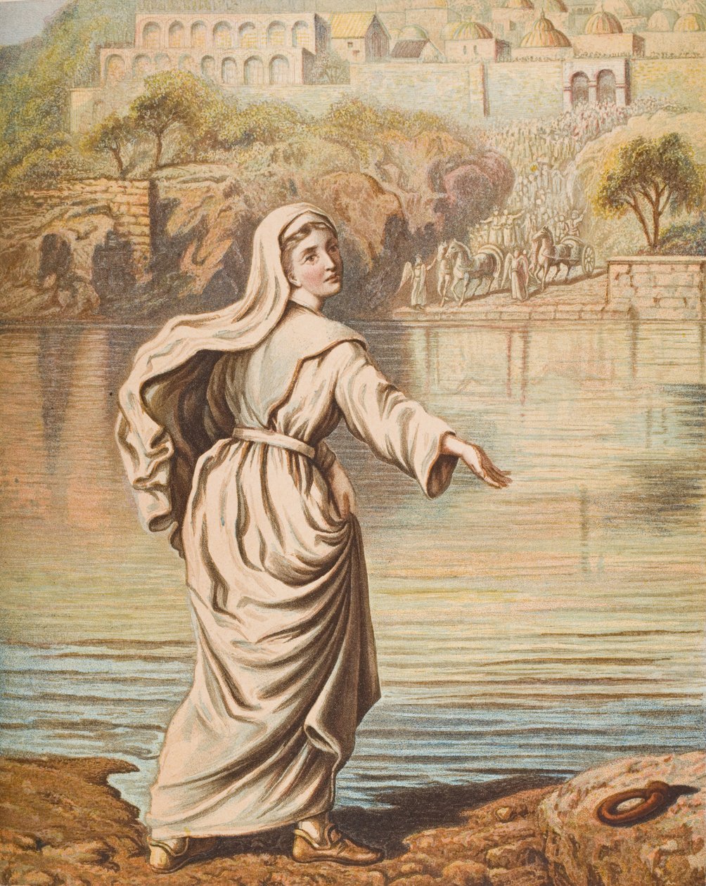 Christiana vstupující do řeky, ilustrace z 
