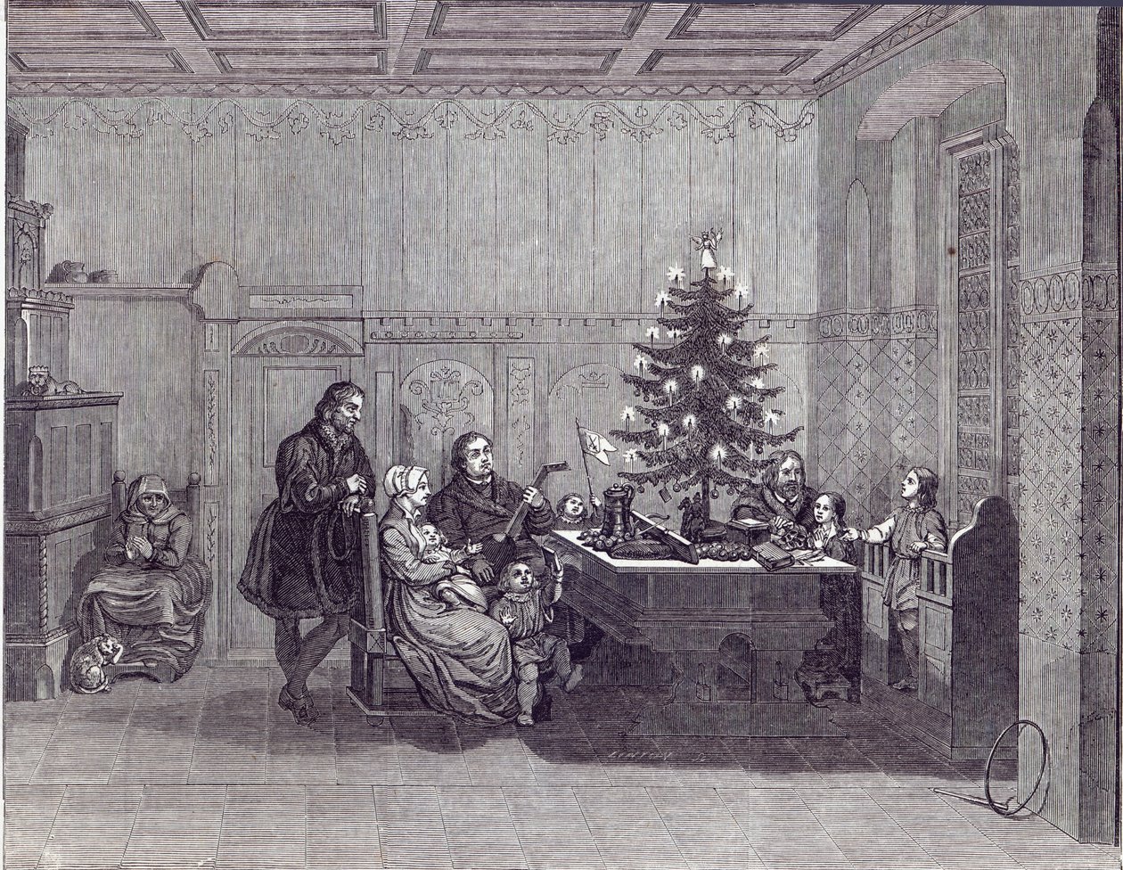 Štědrý večer v Německu: Martin Luther a jeho rodina, z „The Illustrated London News“, 26. prosince 1846 od English School