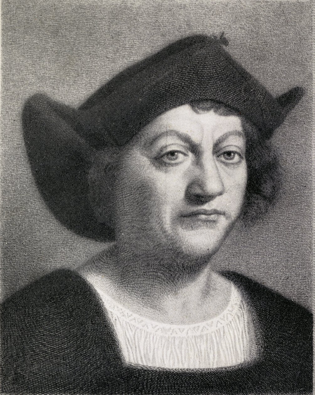 Christopher Columbus (1451-1506) ilustrace z „The Quest of The Indies“, vydané v roce 1920 od English School