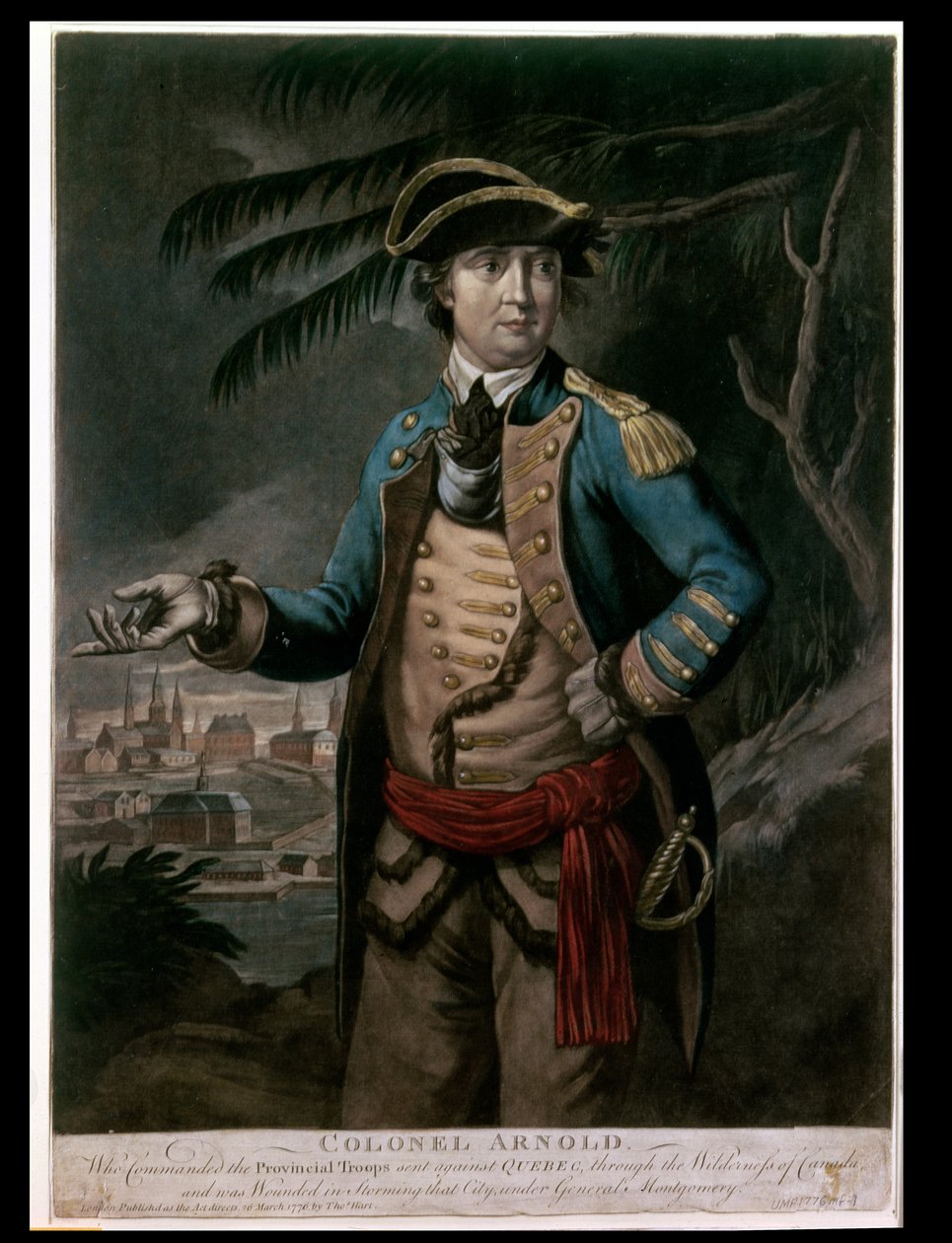 Plukovník Benedict Arnold, pub. Londýn, 1776 (mezzotinta) od English School
