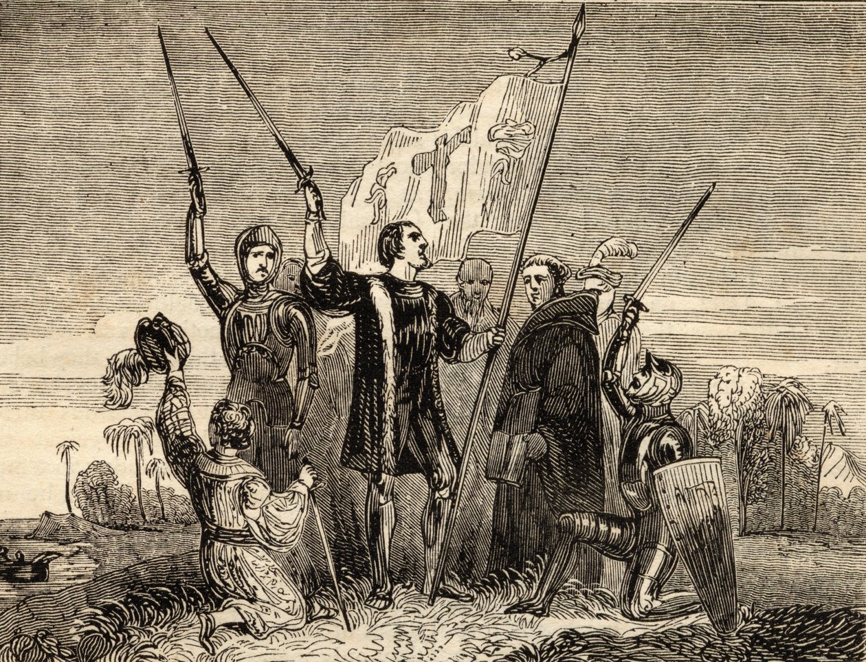 Columbus (1451-1506) Taking Possession, ilustrace z 
