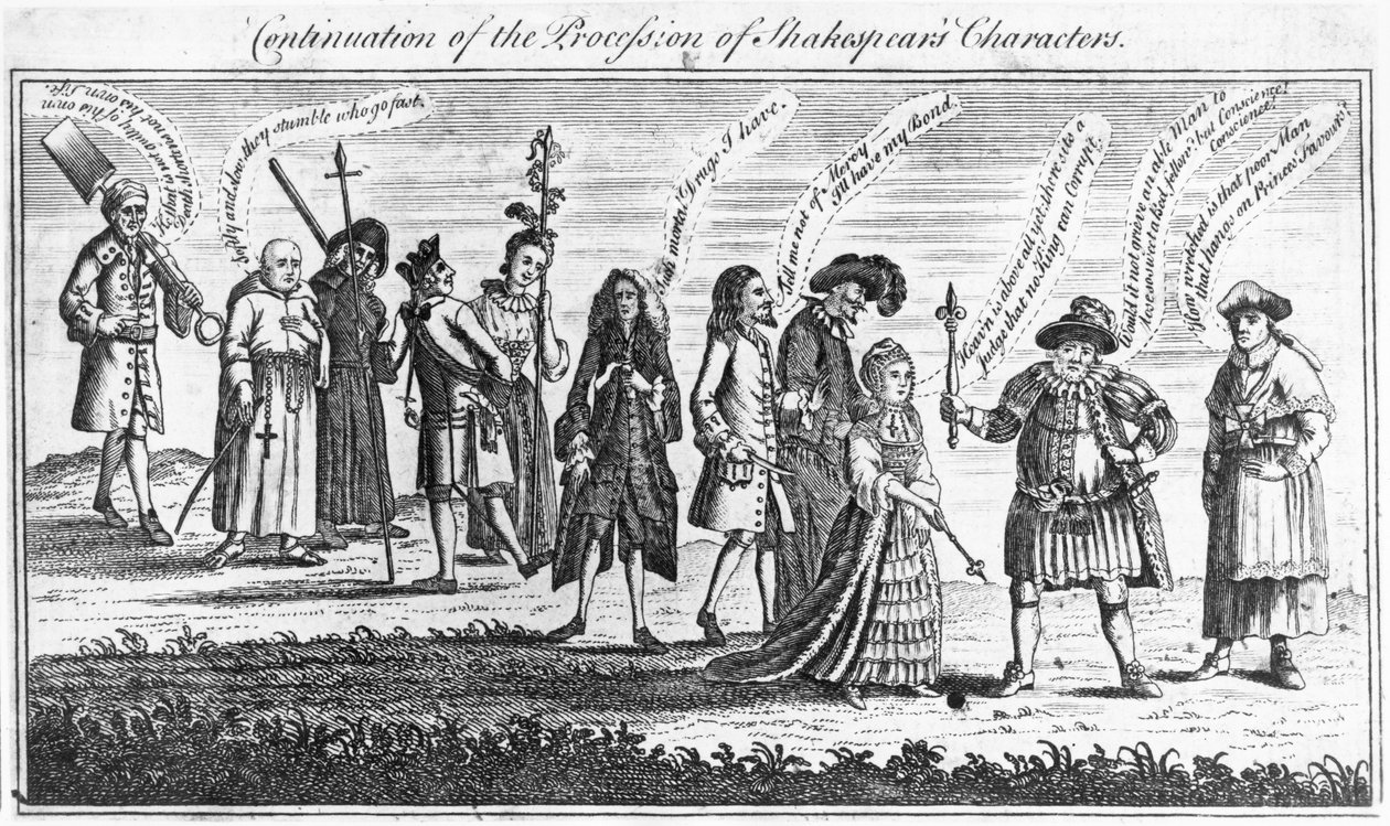 Pokračování Průvodu Shakespearových postav během oslav jubilea, 1769 od English School